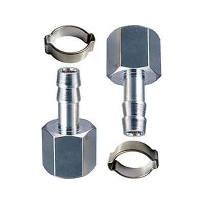 Переходник Fubag 1/4 дюйма F на елочку 6мм с обжимным кольцом 9Х11мм, блистер 2 шт