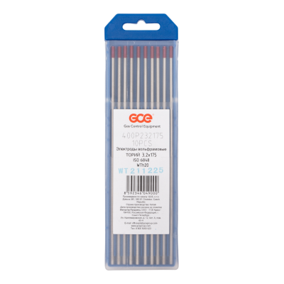 Электрод KRASS WT-20 Красный, 3,2х175 мм, легирующие элементы: 1,8-2,2% ThO2 (диоксид тория) (набор 10 шт)