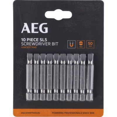 Биты 10 шт, SL5, 50 мм AEG AAK5010TX40 4932479529