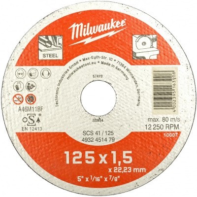 Отрезной диск 125х22.2х1.5 мм Milwaukee 4932451479