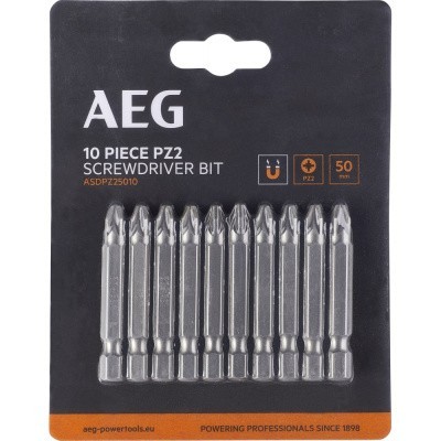 Биты 10 шт, PZ2, 50 мм AEG ASDPZ25010 4932479508