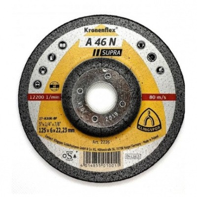 Обдирочный круг Klingspor A 46 N Supra 125x6x22,23, упаковка 10 шт