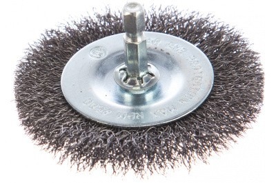 Щетка дисковая гофрированная (75 мм) для дрели шестигранный хвостовик №082 5407506120 АТАКА 22386