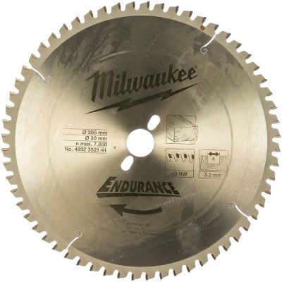 Диск пильный для торцовочной пилы 305х30 мм, Z60 Milwaukee 4932352141