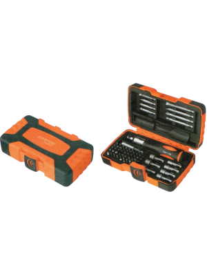 Отвертка-держатель реверсивная с битами и торцевыми головками Кратон Complect SSK-05, 62 пр. в кейсе