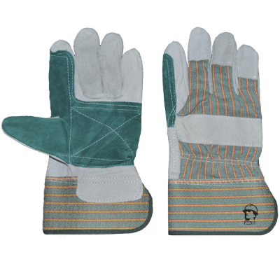Перчатки спилковые комбинированные, усиленные (2201), серый/зеленый, 1/120
