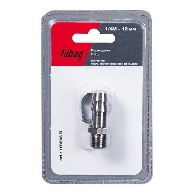 Переходник Fubag 1/4 дюйма М на елочку 12мм с обжимным кольцом 17Х20мм, блистер 1 шт