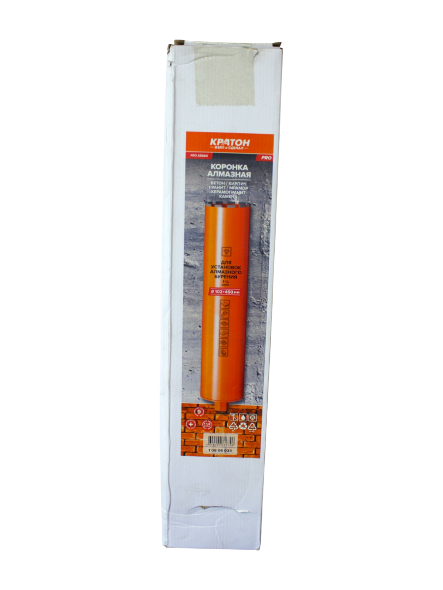Фото Коронка алмазная КРАТОН (102х450 мм; 1 1/4") для установок алмазного бурения от002004084