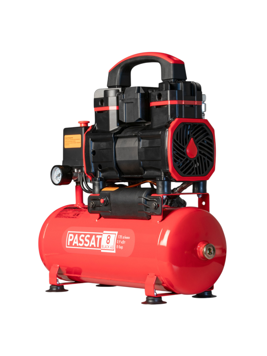 Фото Компрессор PASSAT-8 BLACK 4G тихий, без масл. (8л, 170л/мин, 0.9кВт) от001001444