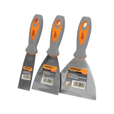 Шпатель Кратон нержавеющий с двукомпонентной рукояткой 40 мм