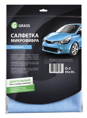 Салфетка микрофибровая GRASS для автомобиля (с полиуретановой пропиткой)