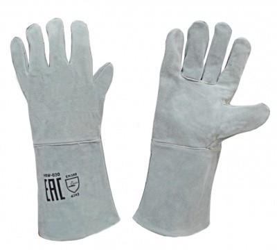 Краги сварщика Оберон спилковые серые пятипалые (спилок BC 0,8-1,0 мм)