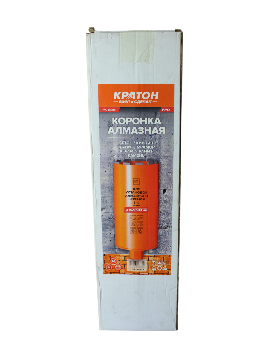 Фото Коронка алмазная КРАТОН (152х500 мм; 1 1/4") для установок алмазного бурения от002004085