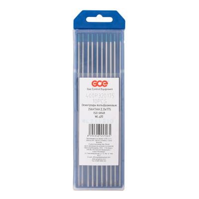 Электрод KRASS WL-20 Синий, 2,0х175 мм, легирующие элементы: 1,8-2,2% La2O3 (оксид лантана) (набор 10 шт)