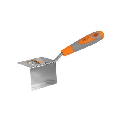 Кельма Кратон для внешних углов нержавеющая с двукомпонентной рукояткой Кратон 80х60 мм