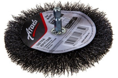 Щетка дисковая гофрированная (100 мм) для дрели шестигранный хвостовик №083 5410006120 АТАКА 22387