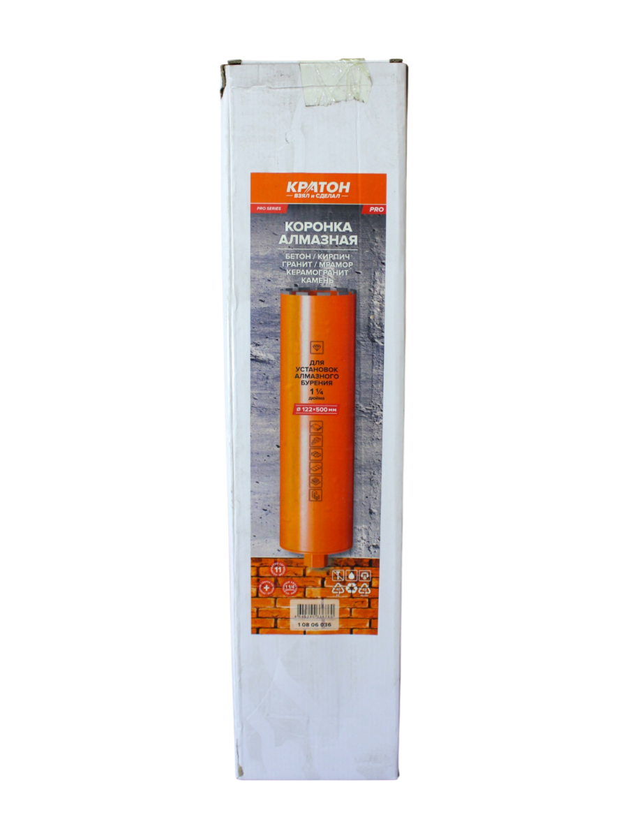 Фото Коронка алмазная КРАТОН (122х500 мм; 1 1/4") для установок алмазного бурения от002004091