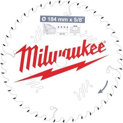 Диск пильный по дереву (184x5/8x2.1 мм; 40Z) для циркулярной пилы Milwaukee 4932471379
