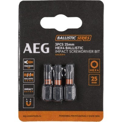 Биты ударные AAK253H4 (3 шт; HEX4; 25 мм) AEG 4932479178