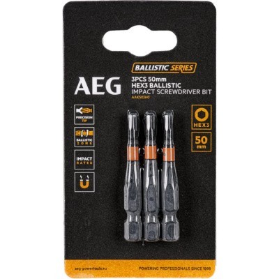 Биты ударные AAK503H3 (3 шт; HEX3; 50 мм) AEG 4932479191