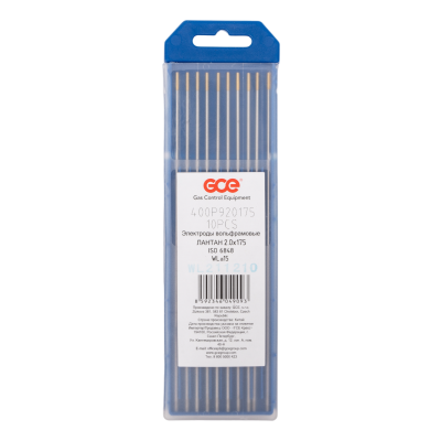 Электрод KRASS WL-15 Золотистый, 2,0х175 мм, легирующие элементы: 1,4-1,6% La2O3 (оксид лантана) (набор 10 шт)