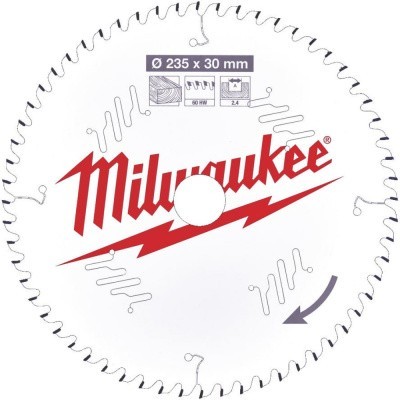 Диск пильный по дереву (235x30x2.4 мм; 60Z) для циркулярной пилы Milwaukee 4932471308