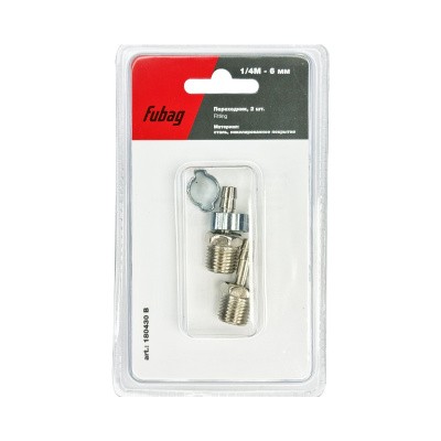 Переходник Fubag 1/4 дюйма M на елочку 6мм с обжимным кольцом 9Х11мм, блистер 2 шт