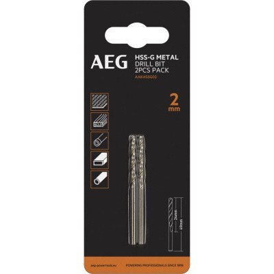 Сверло HSS-G (2 шт; 2х24х49 мм) AEG AAKHSSG02 4932479304