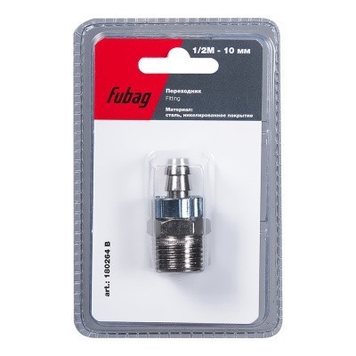 Переходник Fubag 1/2 дюйма М на елочку 10мм с обжимным кольцом 15Х18 мм, блистер 1 шт