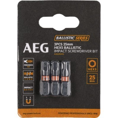 Биты ударные AAK253H5 (3 шт; HEX5; 25 мм) AEG 4932479179