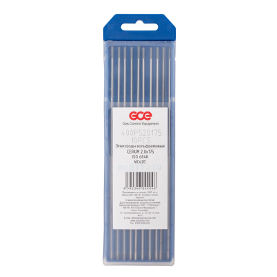 Электрод KRASS WC-20 Серый, 2,0х175 мм, легирующие элементы: 1,8-2,2% CeO2 (диоксид церия) (набор 10 шт)