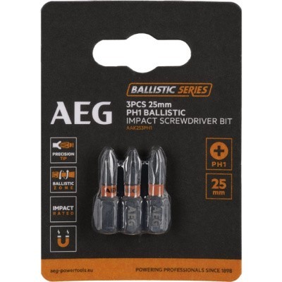 Биты ударные AAK253PH1 (3 шт; PH1; 25 мм) AEG 4932479167