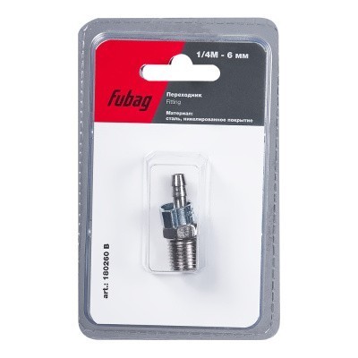 Переходник Fubag 1/4 дюйма M на елочку 6мм с обжимным кольцом 9Х11мм, блистер 1 шт