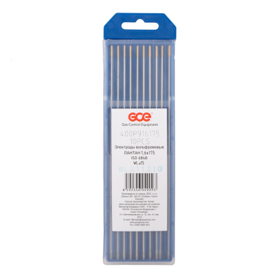 Электрод KRASS WL-15 Золотистый, 1,6х175 мм, легирующие элементы: 1,4-1,6% La2O3 (оксид лантана) (набор 10 шт)