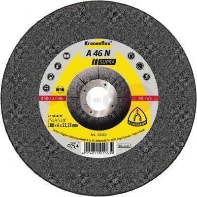Обдирочный круг Klingspor A 46 N Supra 180x6x22,23, упаковка 10 шт