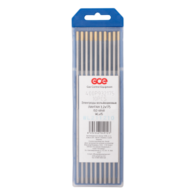 Электрод KRASS WL-15 Золотистый, 3,2х175 мм, легирующие элементы: 1,4-1,6% La2O3 (оксид лантана)