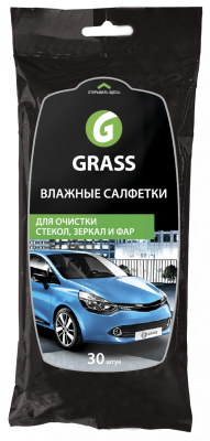 Салфетки влажные GRASS для очистки стекол, зеркал и фар