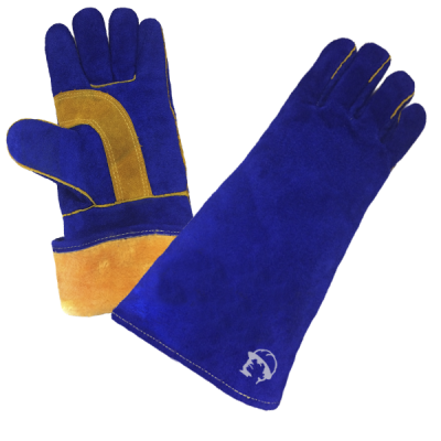 Краги зимние особо прочные, 35 см (1453), (синий/желтый), иск. мех, 1/60