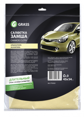 Салфетка из искусственной замши GRASS для протирки автомобиля (алькантара)