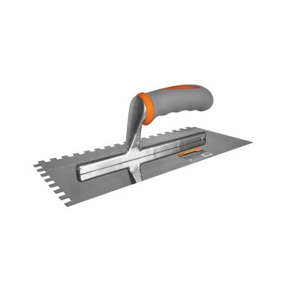 Кельма Кратон прямая зубчатая нержавеющая с двукомпонентной рукояткой 280x130 мм