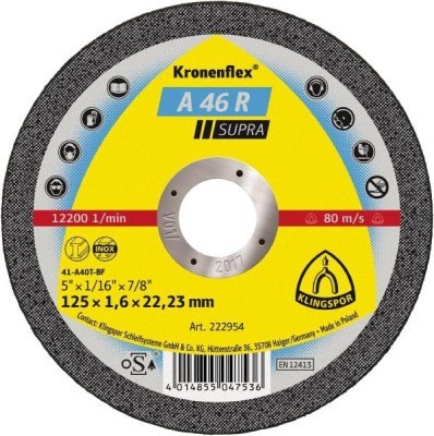 Отрезной круг Klingspor A 46 R Supra 125x1,6x22,23, упаковка 25 шт