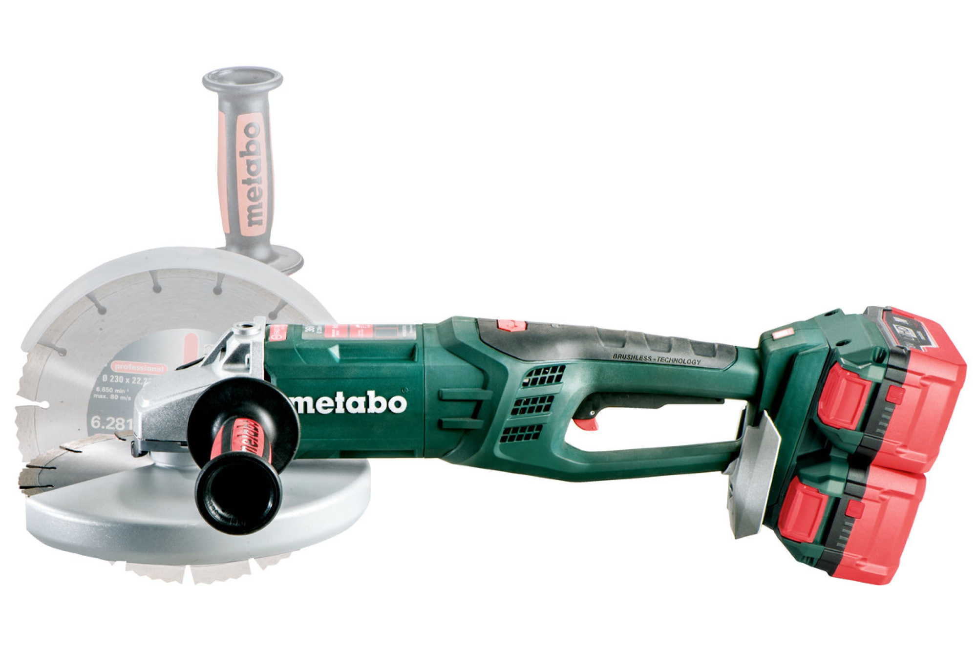 Фото Аккумуляторная угловая шлифовальная машина Metabo WPB 36-18 LTX BL 230 4х8.0 Ач + 2xASC Ultra 613102810