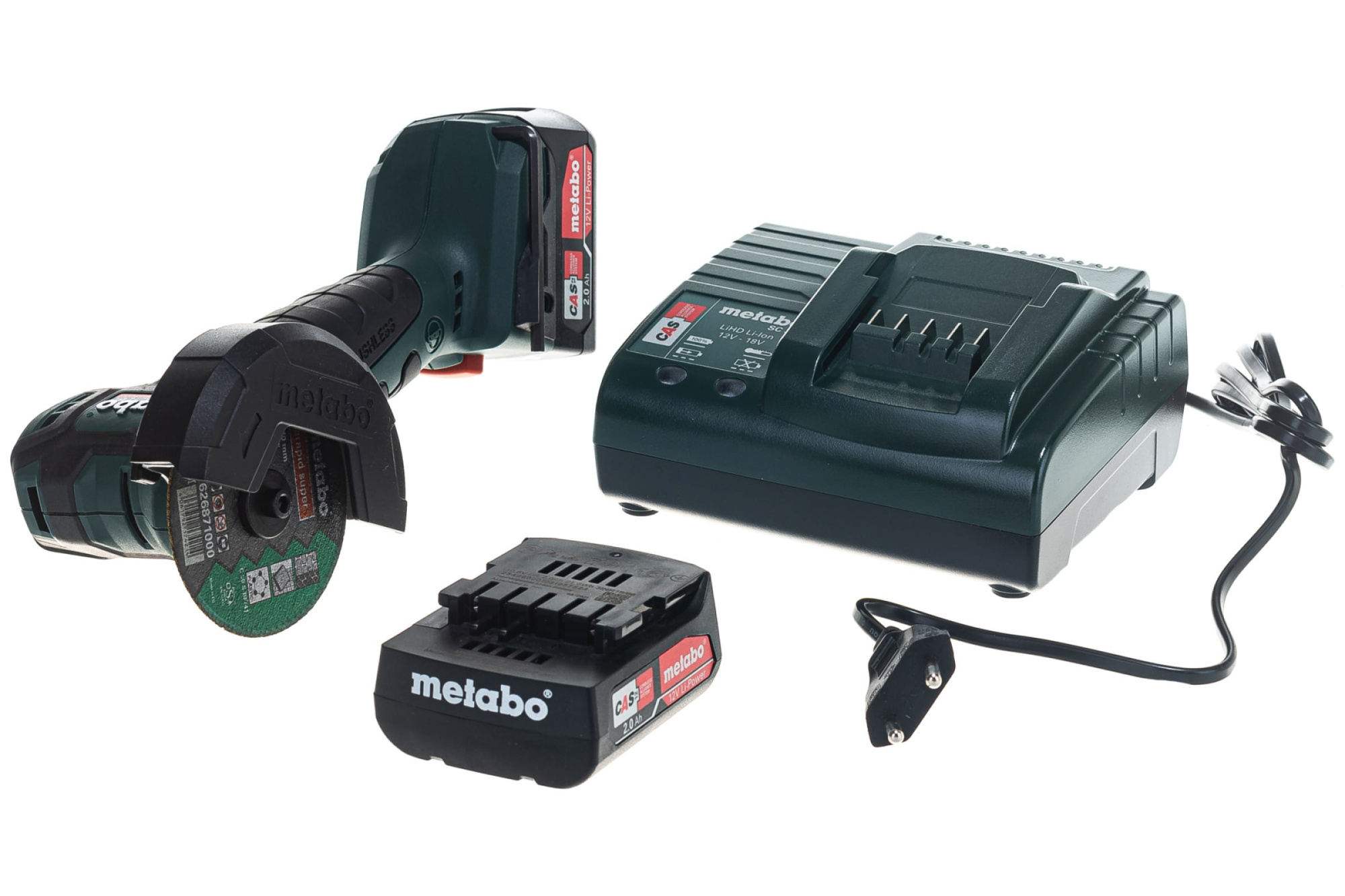 Фото Аккумуляторная угловая шлифмашина Metabo PowerMaxx CC 12 BL 2x2.0 Ач 600348500