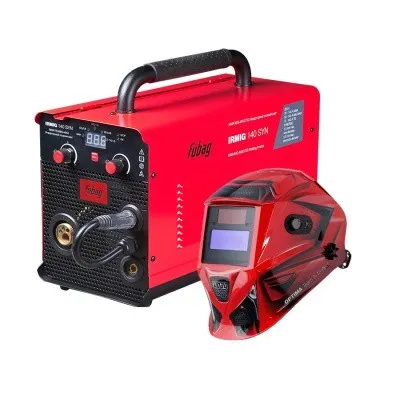 Сварочный полуавтомат Fubag IRMIG 140 SYN с горелкой FB 150 3м + Маска сварщика Optima Team 9-13 Red