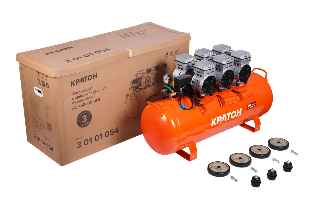 Фото Компрессор с прямой передачей безмасляный Кратон AC-450-100-OFS от002003762