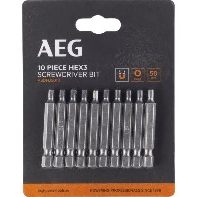 Биты 10 шт, Hex 3, 50 мм AEG ASDH35010 4932479519
