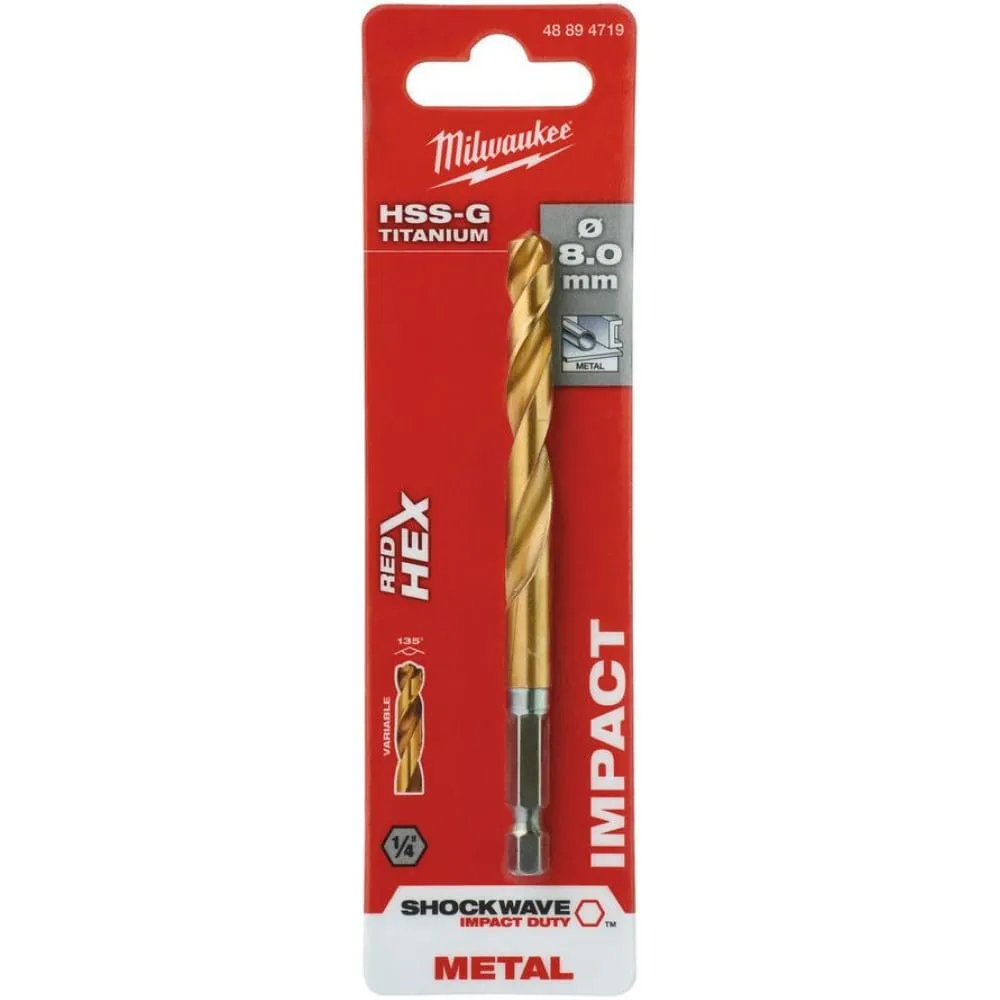 Фото Сверло по металлу RedHEX HSS-G TiN (8х67х111 мм) Milwaukee 48894719 48894719