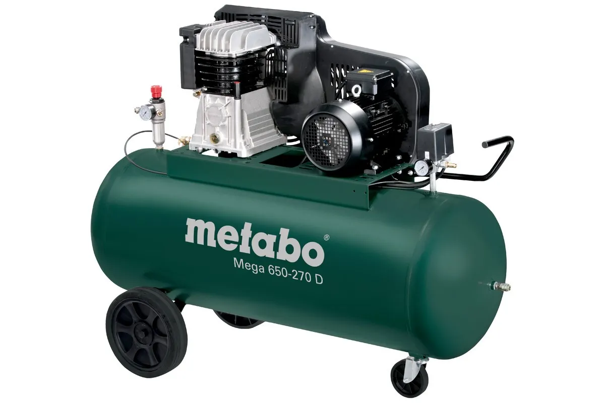 Ременной двухступенчатый компрессор Metabo MEGA 650-270 D купить в  Челябинске - цена в интернет-магазине «От и До.ру»