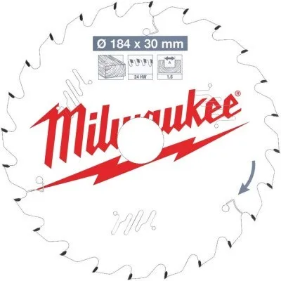 Диск пильный по дереву (184x30x1.6 мм; 24Z) для циркулярной пилы Milwaukee 4932471297