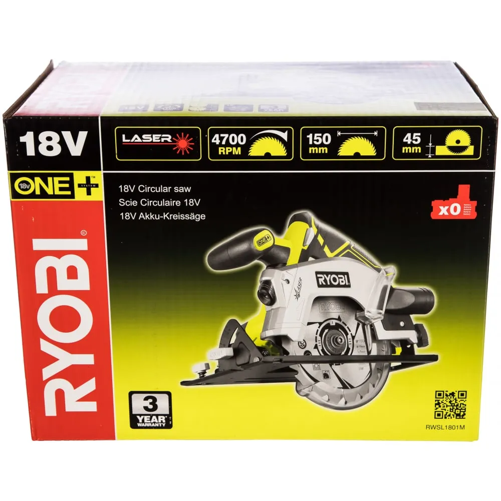Фото Ryobi ONE+ Дисковая пила RWSL1801M 5133001164 15515568